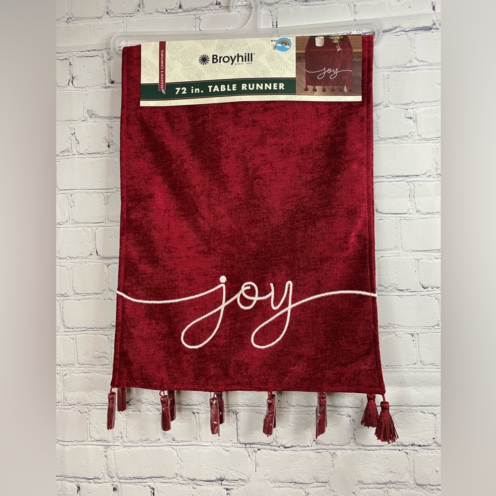 Broyhill Joy 72” table runner in burgundy red